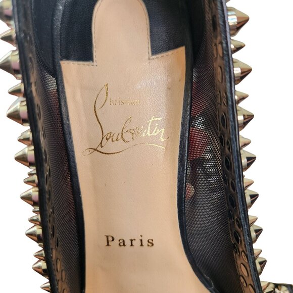 Christian Louboutin Galativi Spikes 85 Black Leopard Mesh Pointed Heel Size 8/38 - Picture 2 of 8